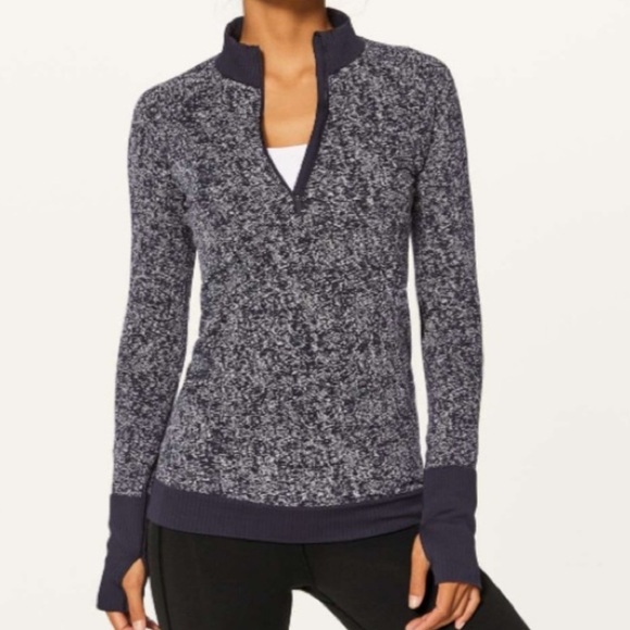 Lululemon Rest Less Half Zip Black White Size 8 - Picture 1 of 6
